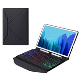 B500S Diamond Texture Triangle Back Holder Splittable Bluetooth Keyboard Leather Tablet Case with Backlight for Samsung Galaxy Tab A7 10.4 2020